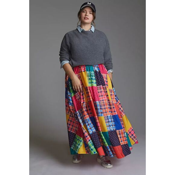 Anthropologie Dresses & Skirts - Anthropologie Plus Maeve Skirt Women's 1X multicolor patchwork NWT A Line Maxi